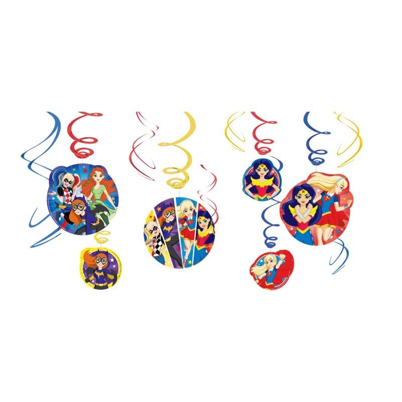 Super Hero Girls Swirl Decorations (Set of 12) | Superhero Girl