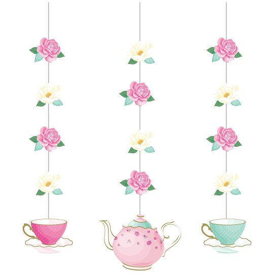 Floral Tea Party Hanging Decorations (Pack of 3) | Floral Tea Party Party Supplies
