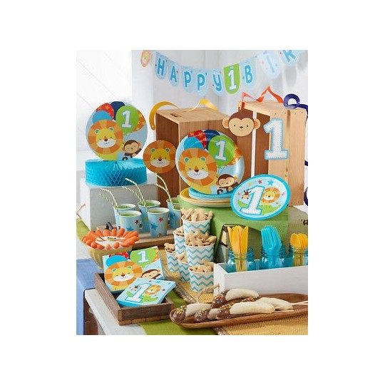 Boys Jungle 1st Birthday Party Plastic Banner | Boys Jungle 1st Birthday Party Supplies