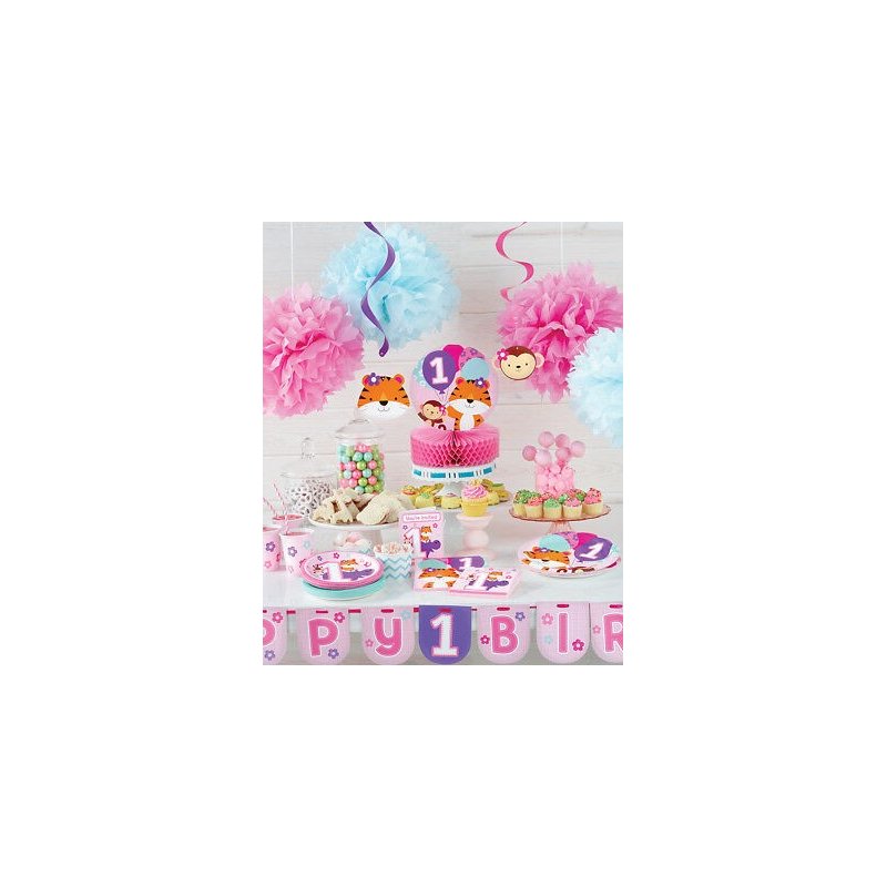 Girls Jungle 1st Birthday Loot Bags (Pack of 8) | Girls Jungle 1st Birthday Party Supplies