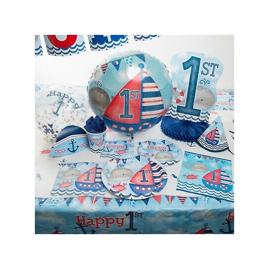 Nautical 1st Birthday Large Plates (Pack of 8) | Nautical 1st Birthday Party Supplies