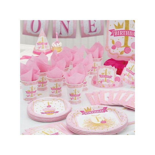 Pink & Gold First Birthday Plastic Tablecover | Discontinued Party Supplies