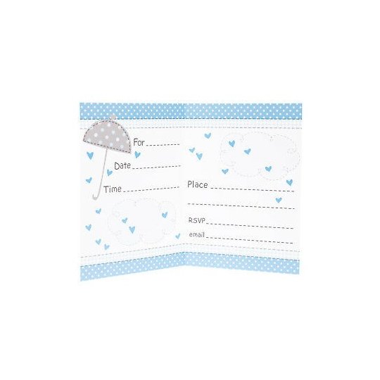 Blue Baby Elephant Baby Shower Invitations (Pack of 8) | Blue Baby Elephant Party Supplies