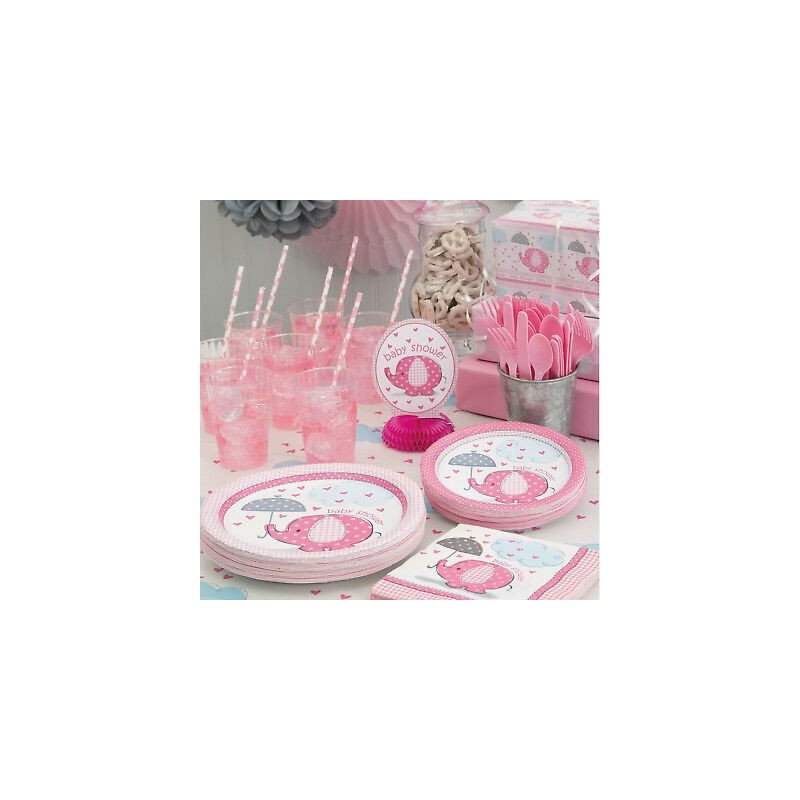Pink Baby Elephant Small Plates (Pack of 8) | Discontinued Party Supplies
