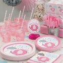 Pink Baby Elephant Large Plates (Pack of 8) | Pink Baby Elephant Party Supplies