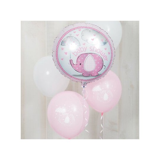 Pink Baby Elephant Baby Shower Balloons (Pack of 8) | Pink Baby Elephant Party Supplies