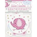 Pink Baby Elephant Baby Shower Jointed Banner | Pink Baby Elephant Party Supplies
