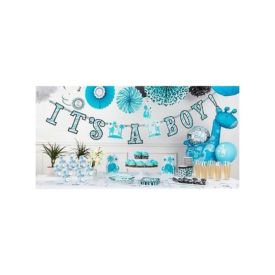 Wild Safari Blue Baby Shower Party Thank You Cards (8) | Blue Safari