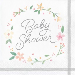 Farmhouse Floral Large Napkins (Pack of 16) | Floral Baby Girl Party Supplies