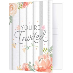 Farmhouse Floral Party Invitations (Pack of 8) | Floral Baby Girl Party Supplies
