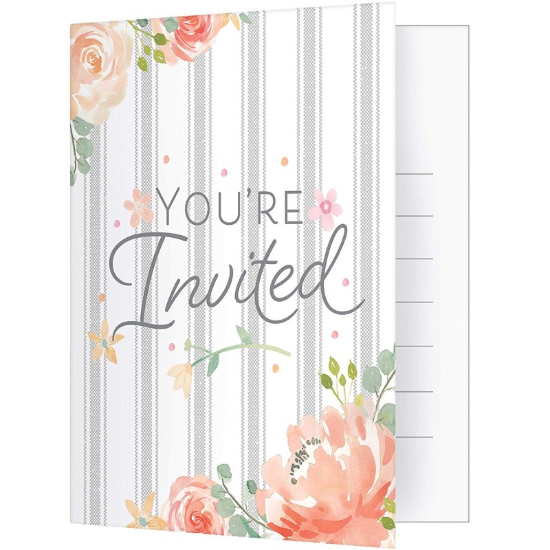 Farmhouse Floral Party Invitations (Pack of 8) | Floral Baby Girl Party Supplies