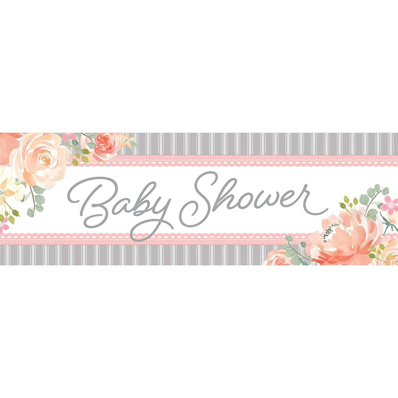 Farmhouse Floral Baby Shower Giant Banner | Floral Baby Girl Party Supplies