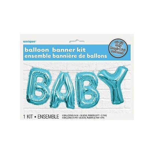 Blue Baby Foil Letter Balloon Banner | Baby Shower Balloons Party Supplies