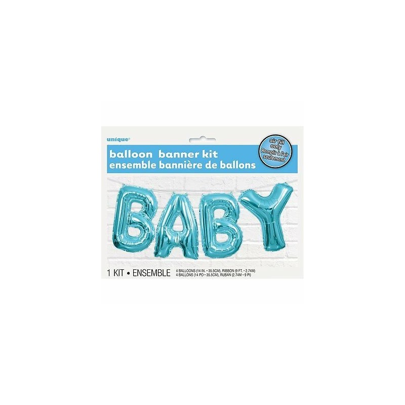 Blue Baby Foil Letter Balloon Banner | Baby Shower Balloons Party Supplies