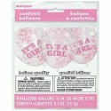 It's A Girl Baby Shower Confetti Balloons (Pack of 6) | Baby Shower Balloons Party Supplies