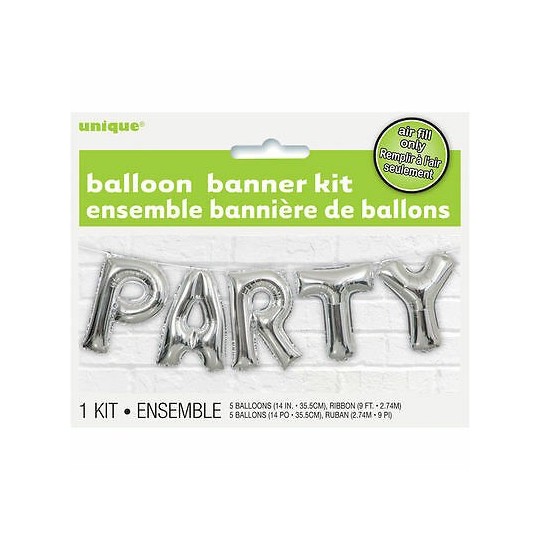 Silver Party Foil Letter Balloon Banner | Letter Balloons Party Supplies