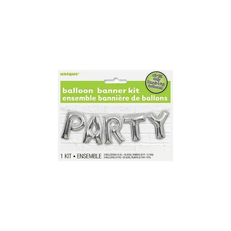Silver Party Foil Letter Balloon Banner | Letter Balloons Party Supplies