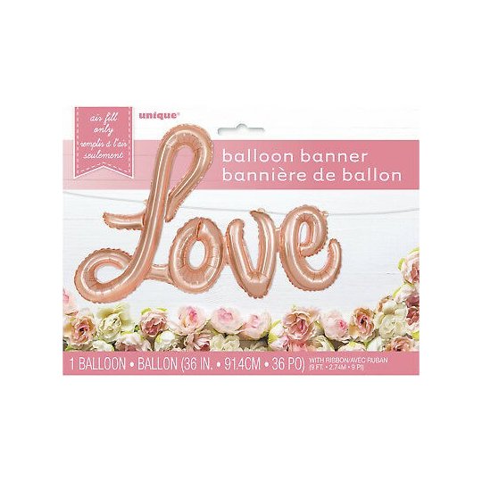 Rose Gold Love Foil Letter Balloon Banner | Letter Balloons Party Supplies