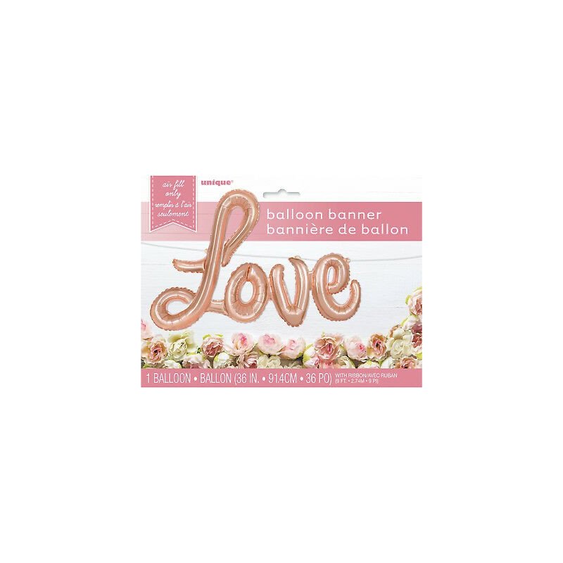 Rose Gold Love Foil Letter Balloon Banner | Letter Balloons Party Supplies
