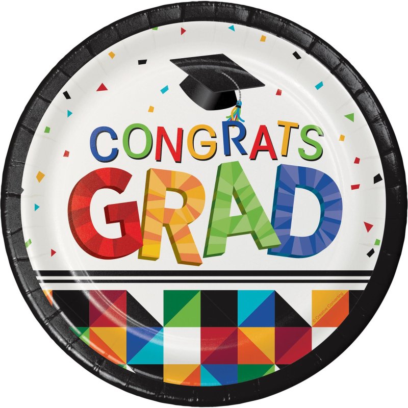Fractal Fun Graduation Large Plates (Pack of 8) | Graduation Party Supplies