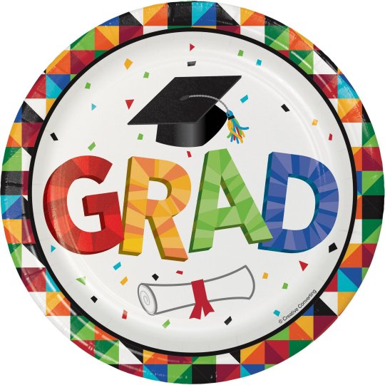 Fractal Fun Graduation Small Plates (Pack of 8) | Graduation Party Supplies