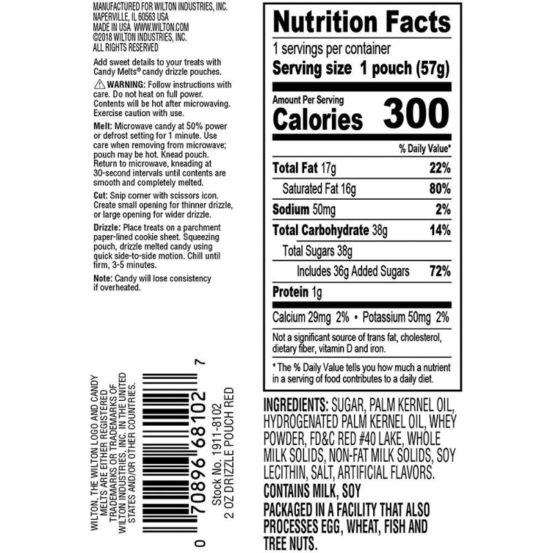 Wilton Red Candy Melts Drizzle Pouch (56g) | Discontinued Party Supplies