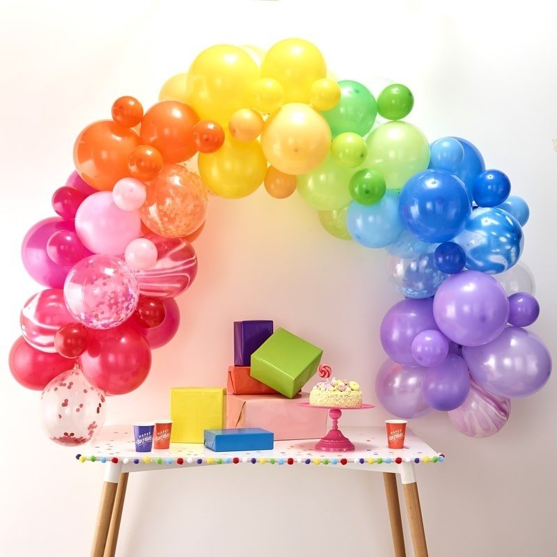 Ginger Ray Rainbow Balloon Arch Kit (86 Piece) | Balloon Garland Kit Party Supplies