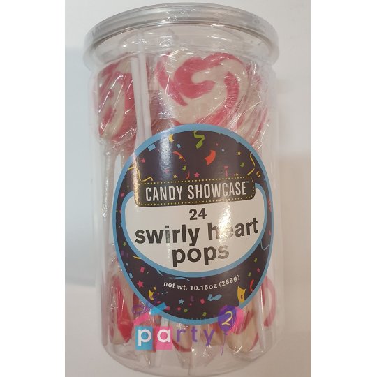 Red Swirl Heart Lollipops (24 Pack) | Discontinued Party Supplies