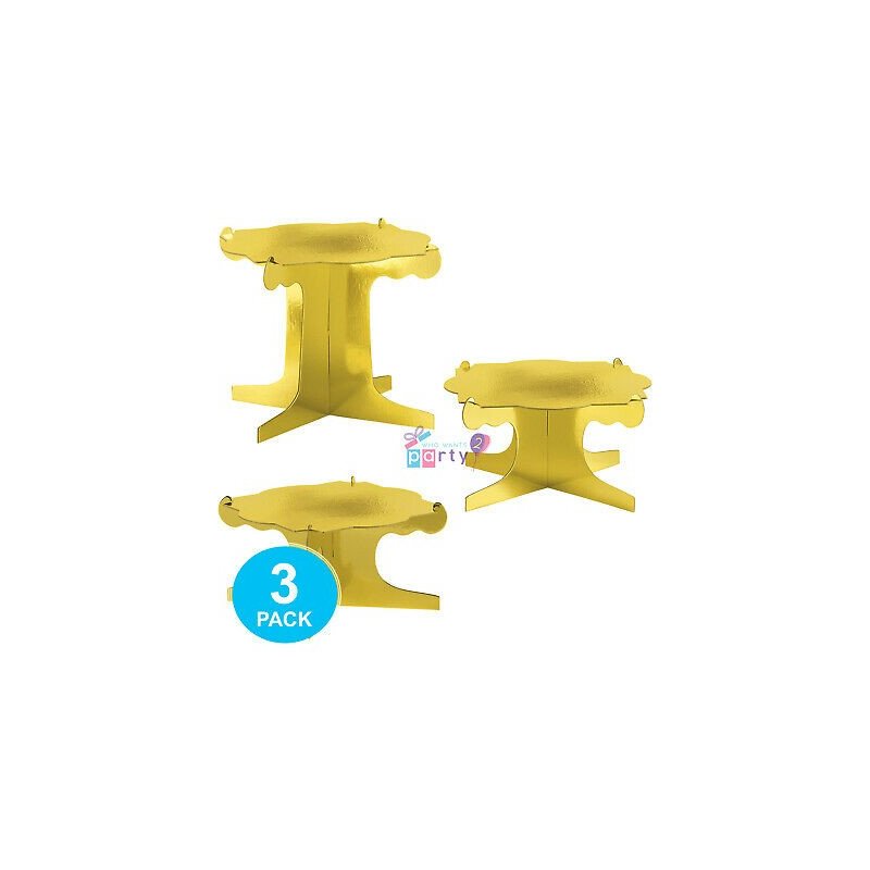 Sweet Treats Gold Foil Cake Stands (Pack of 3) | Discontinued Party Supplies