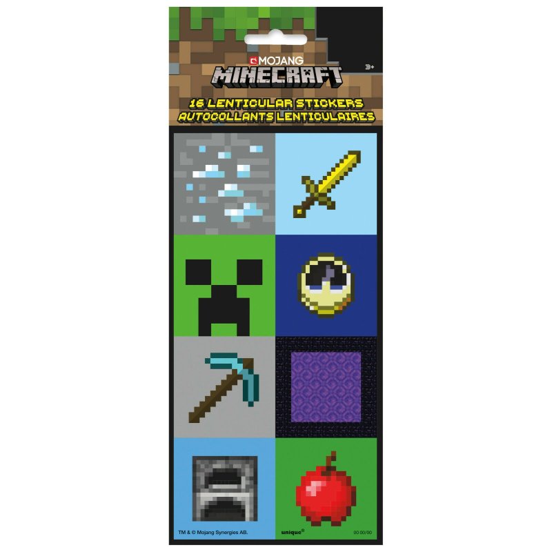 Minecraft Lenticular Stickers (Set of 16) | Minecraft Party Supplies