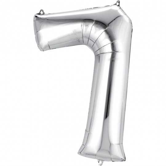 Silver Number 7 Balloon 86cm | Number Balloons Party Supplies