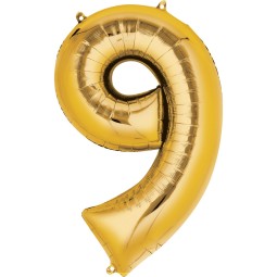 Gold Number 9 Balloon 86cm | Number Balloons Party Supplies