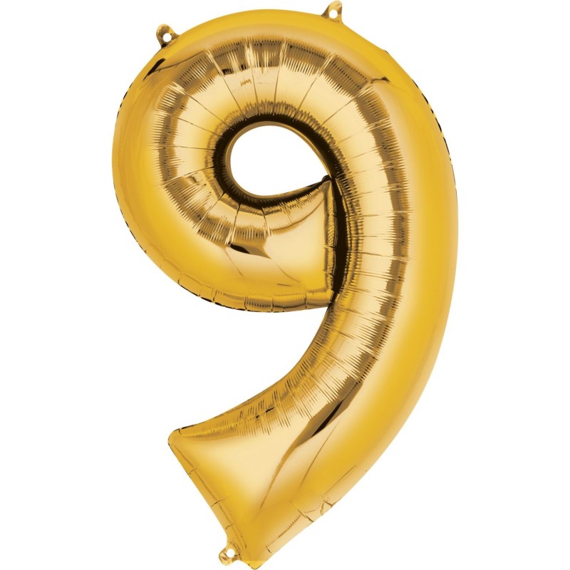 Gold Number 9 Balloon 86cm | Number Balloons Party Supplies