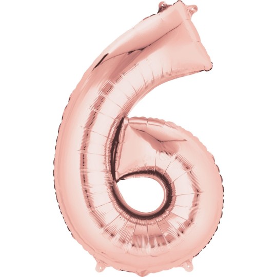 Rose Gold Number 6 Balloon 86cm | Number Balloons Party Supplies