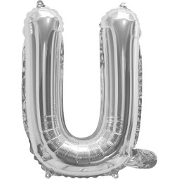 Silver Letter U Balloon 35cm | Letter Balloons Party Supplies