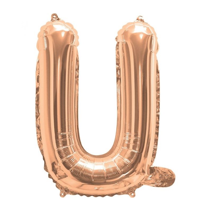 Rose Gold Letter U Balloon 35cm | Letter Balloons Party Supplies
