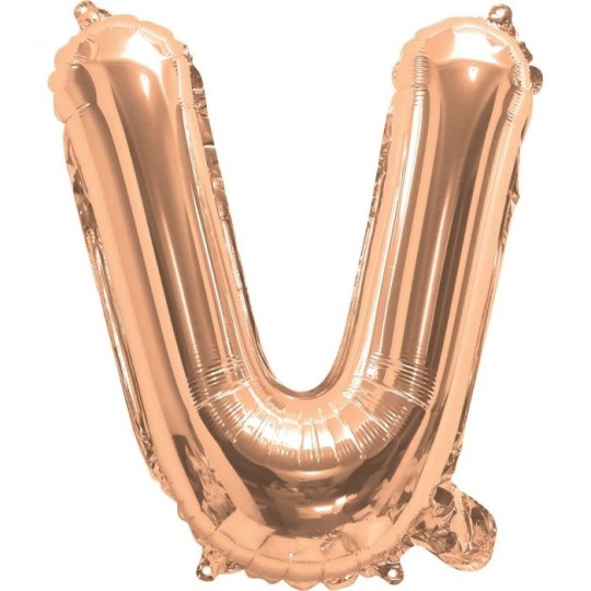 Rose Gold Letter V Balloon 35cm | Letter Balloons Party Supplies