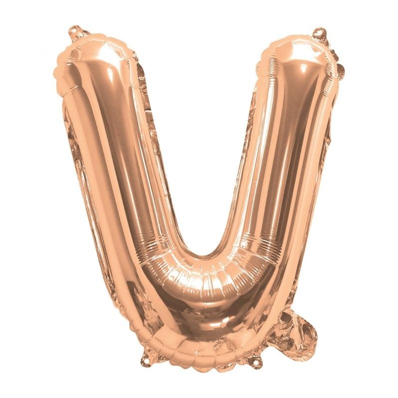 Rose Gold Letter V Balloon 35cm | Letter Balloons Party Supplies