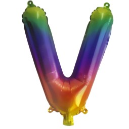 Rainbow Letter V Balloon 35cm | Letter Balloons Party Supplies