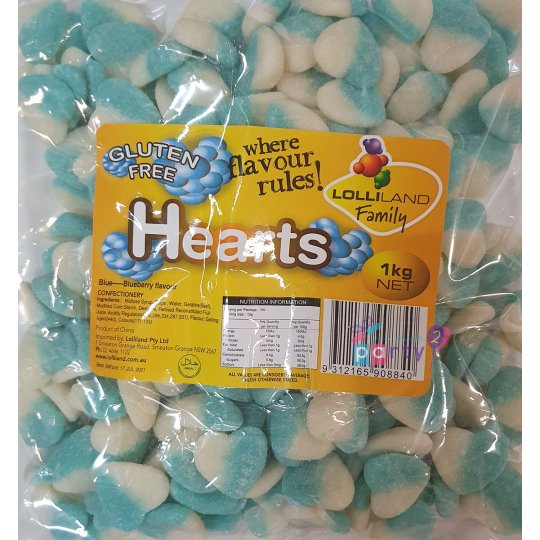 Blue Sour Hearts (1kg) | Discontinued Party Supplies