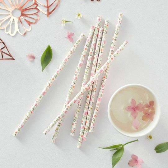 Floral Tea Party Paper Straws (Pack of 25) | Floral Tea Party Party Supplies