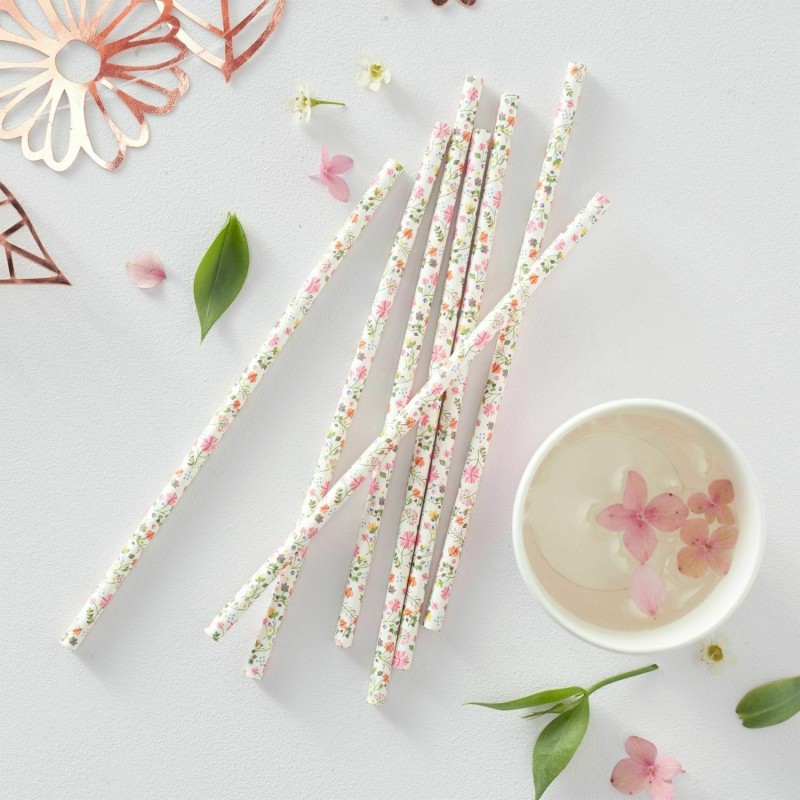 Floral Tea Party Paper Straws (Pack of 25) | Floral Tea Party Party Supplies