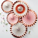 Floral Tea Party Rose Gold Paper Fan Decorations (Set of 5) | Floral Tea Party Party Supplies