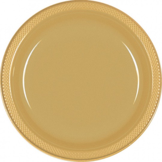 Gold Large Plastic Plates (Pack of 20) | Gold Party Supplies