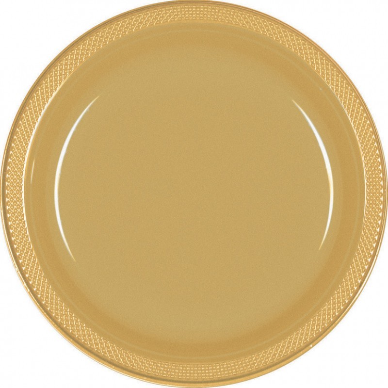 Gold Large Plastic Plates (Pack of 20) | Gold Party Supplies