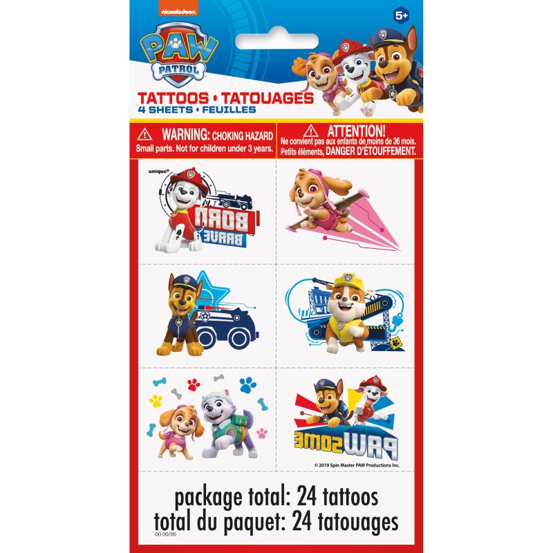 Paw Patrol Tattoos (Set of 24) | Paw Patrol Party Supplies