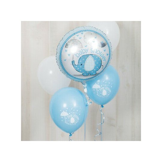 Blue Baby Elephant Baby Shower Balloons (Pack of 8) | Blue Baby Elephant Party Supplies