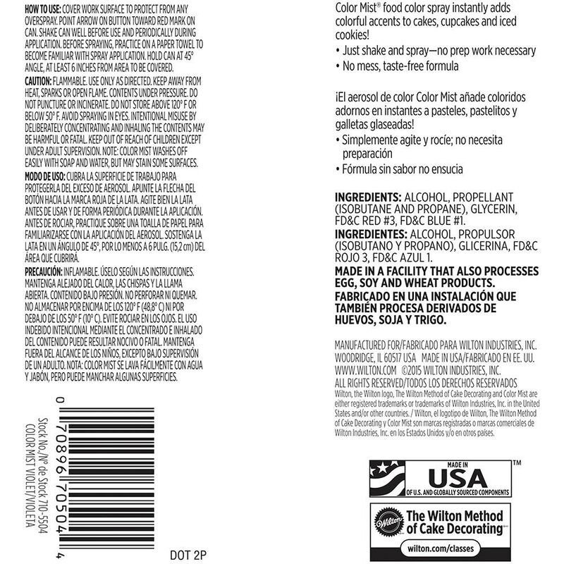 Wilton Colour Mist - Violet - 42g | Edible Food Spray Party Supplies