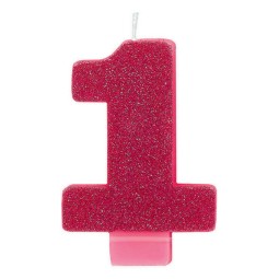 Glitter Number 1 Pink Candle