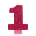 Glitter Number 1 Pink Candle